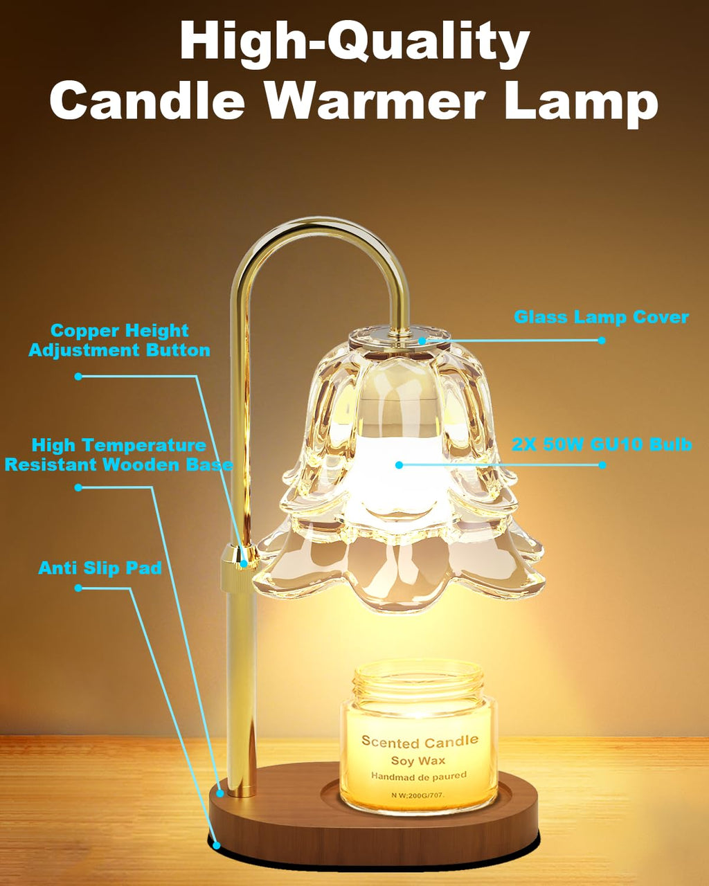 Dimmable Height Adjustable Candle Warmer Lamp with Timer O9689
