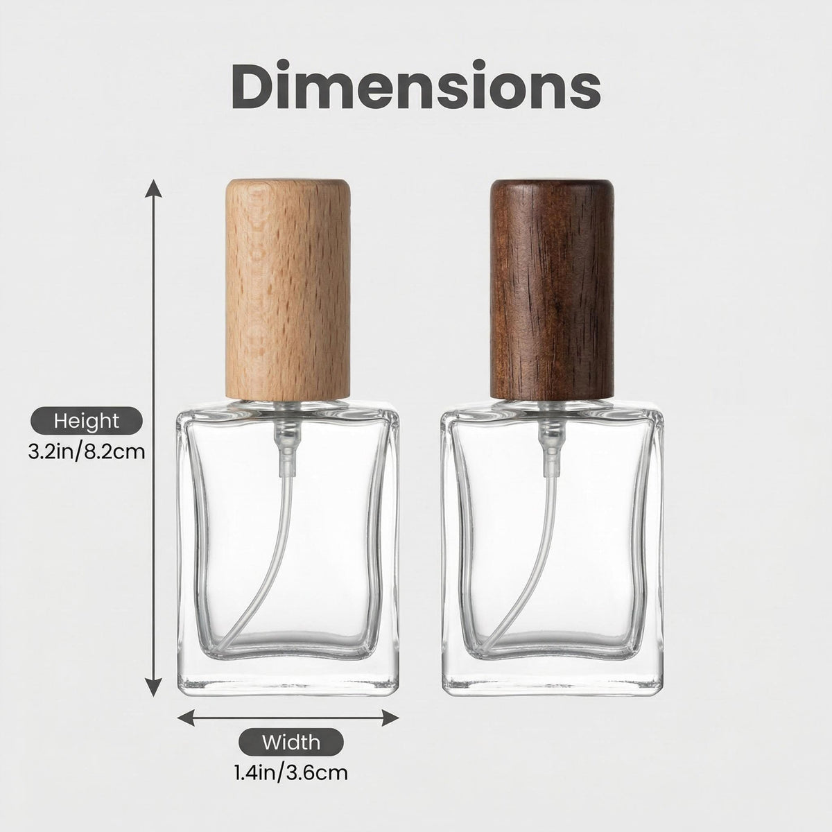 2 Pcs 15ml Clear Mini Glass Perfume Bottle with Wood Lid S923