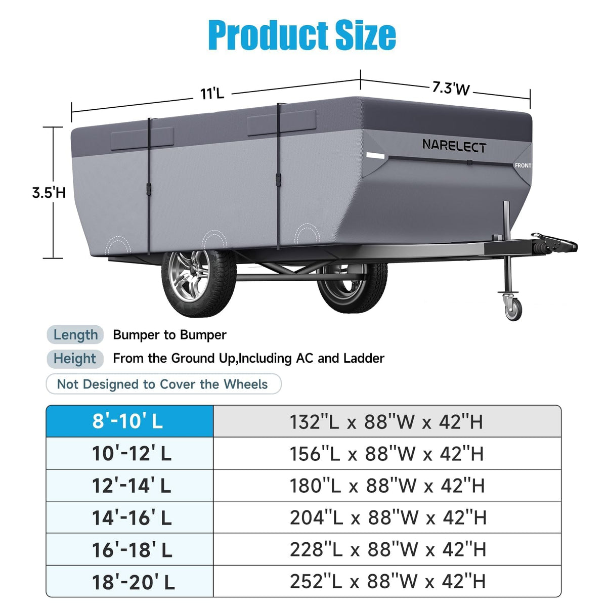 14'-16' 7 Layers Waterproof Anti-UV Ripstop Pop up Camper Cover J79513