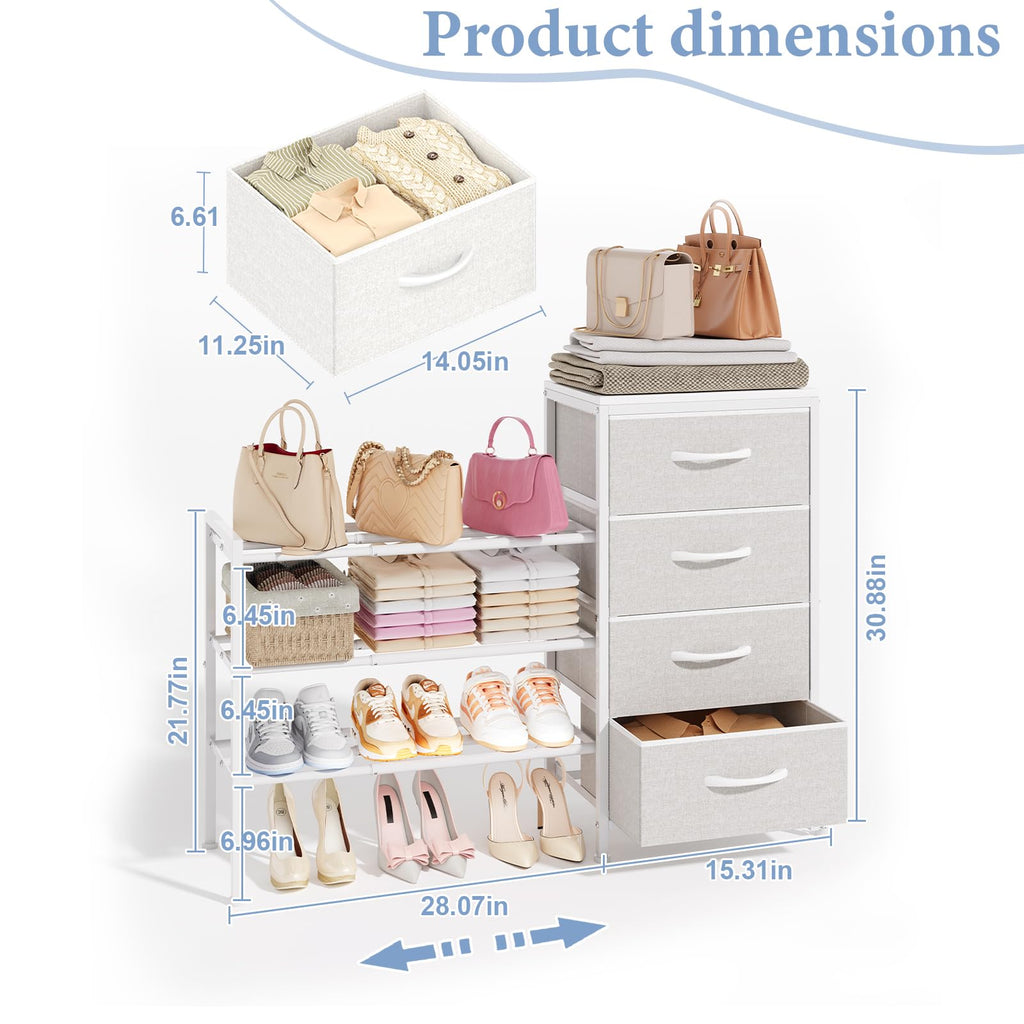 White 4 Drawer Fabric Dresser O97792
