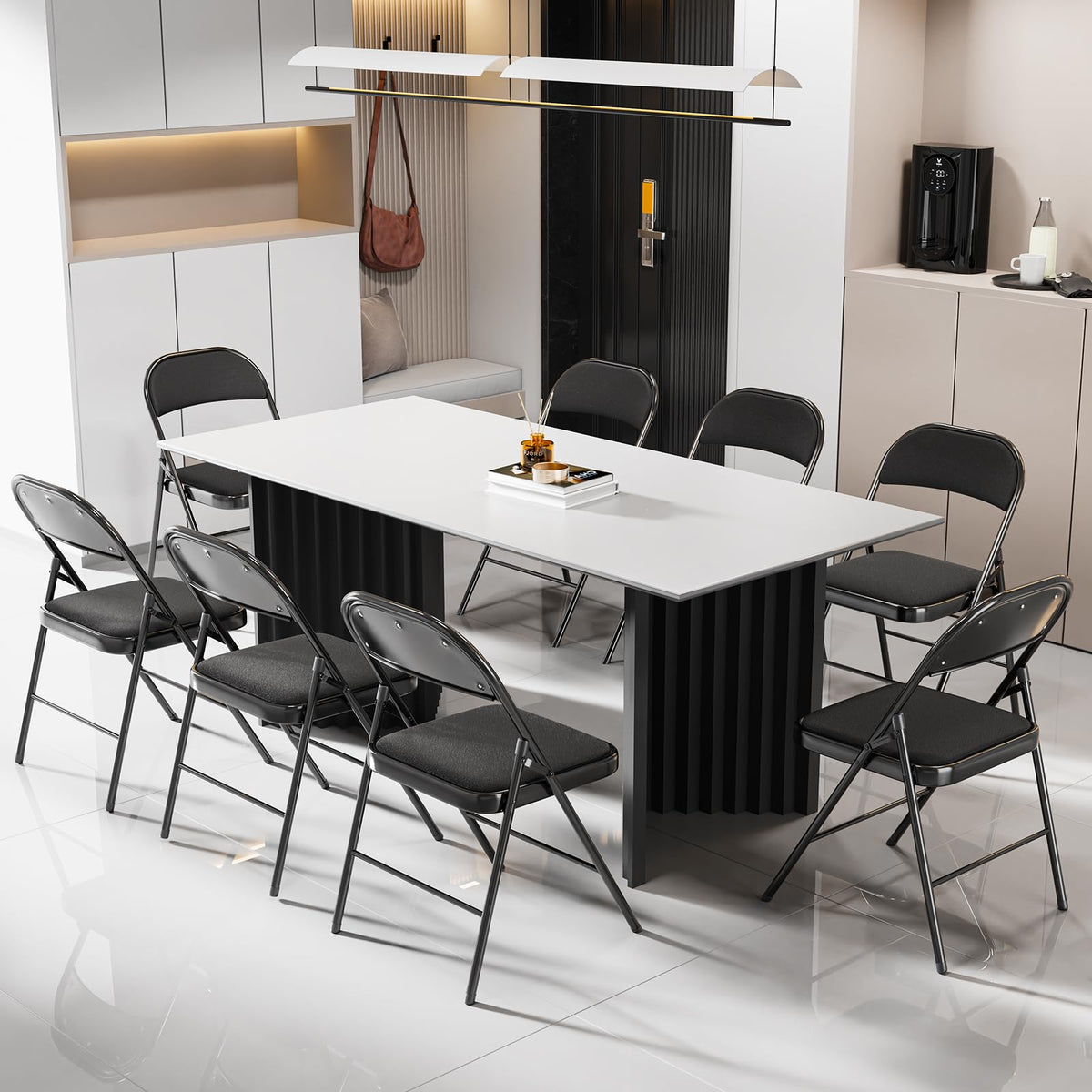 Black Fabric Padded Folding Chairs 10 Pack T728269