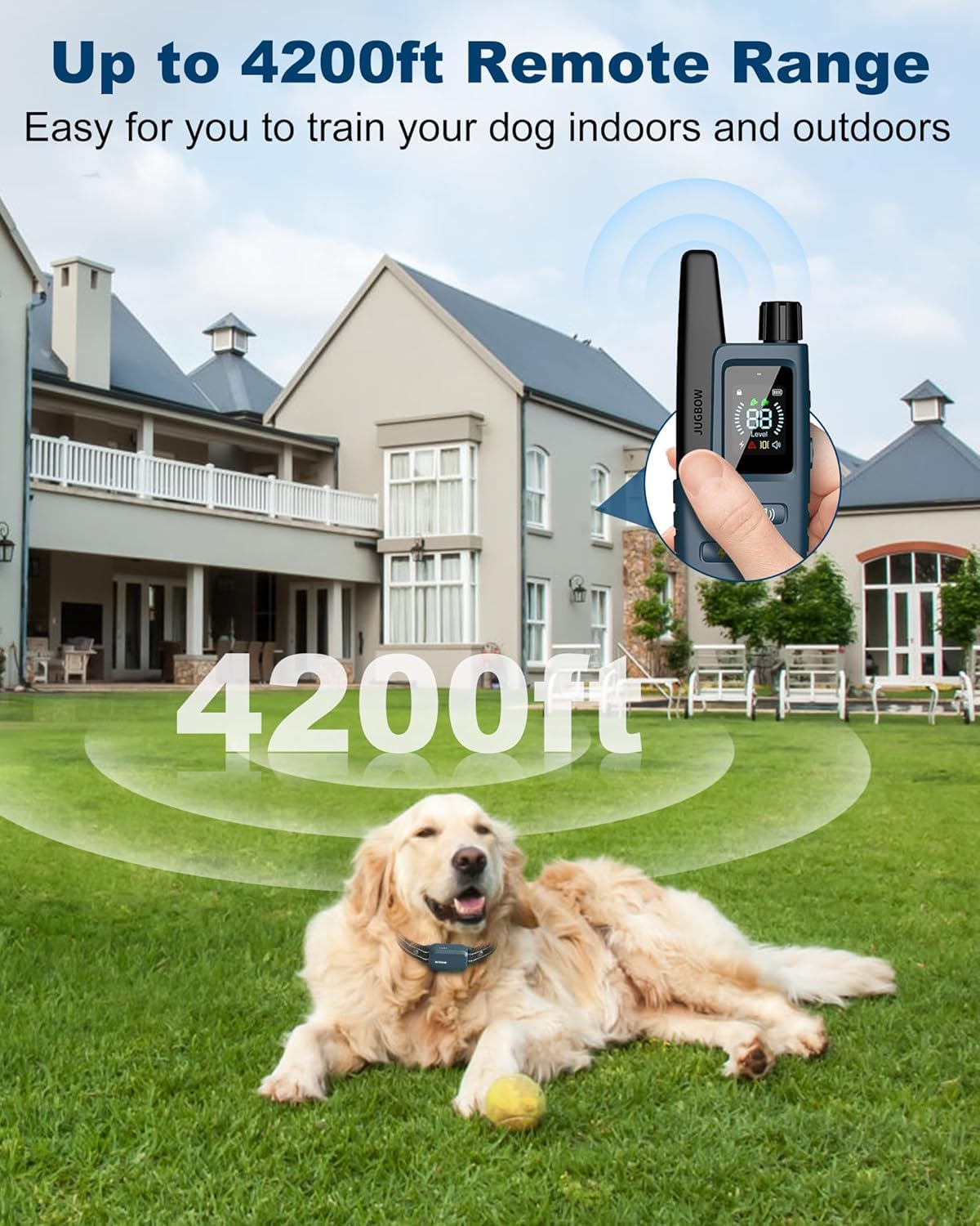 4500FT IPX8 Waterproof Rechargeable Dog Training Collar with Remote L6258