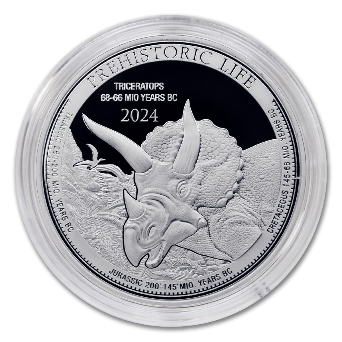 1 oz Silver Triceratops 20 Francs BU S146729