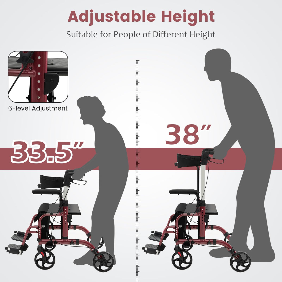 2 in 1 Folding Rollator Walker with Seat A9935