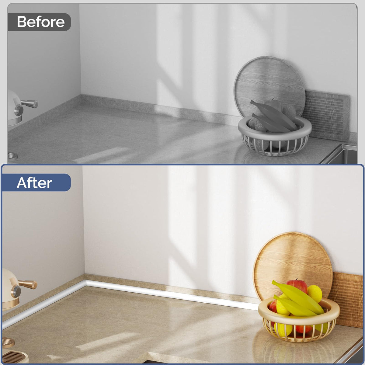 Quarter Round Molding Peel and Stick Baseboard Trim C4995