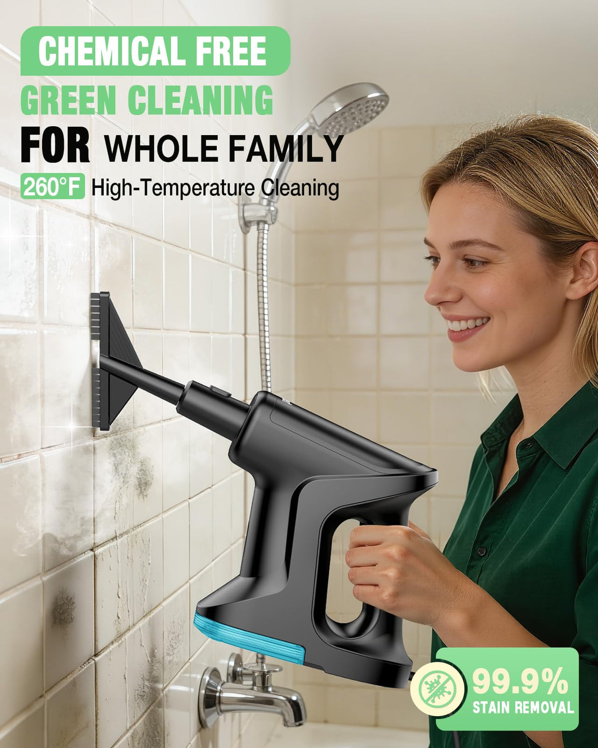 14-in-1 Lightweight Detachable Handheld Steam Mop Black H739766