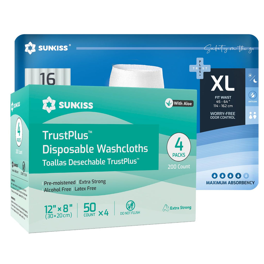 Incontinence Disposable Underwear XLarge 16 Count & Wet Wipes 200 Count U8203