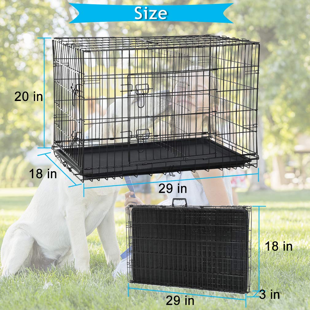 Folding Metal Dog Crate with Divider and Tray V5605