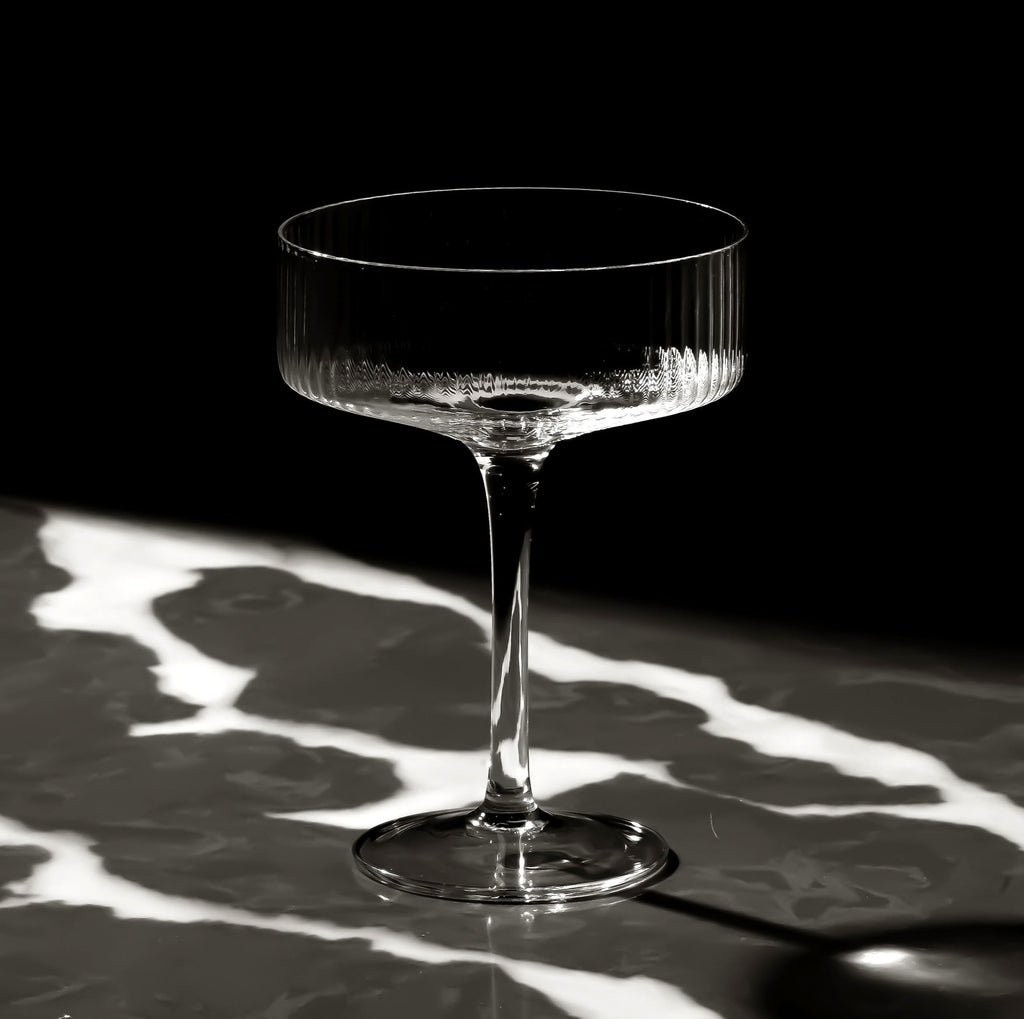 Clear Ribbed Martini Coupe Glasses Set of 2 M82309