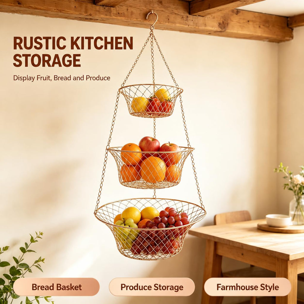 3-Tier Copper Hanging Basket X665