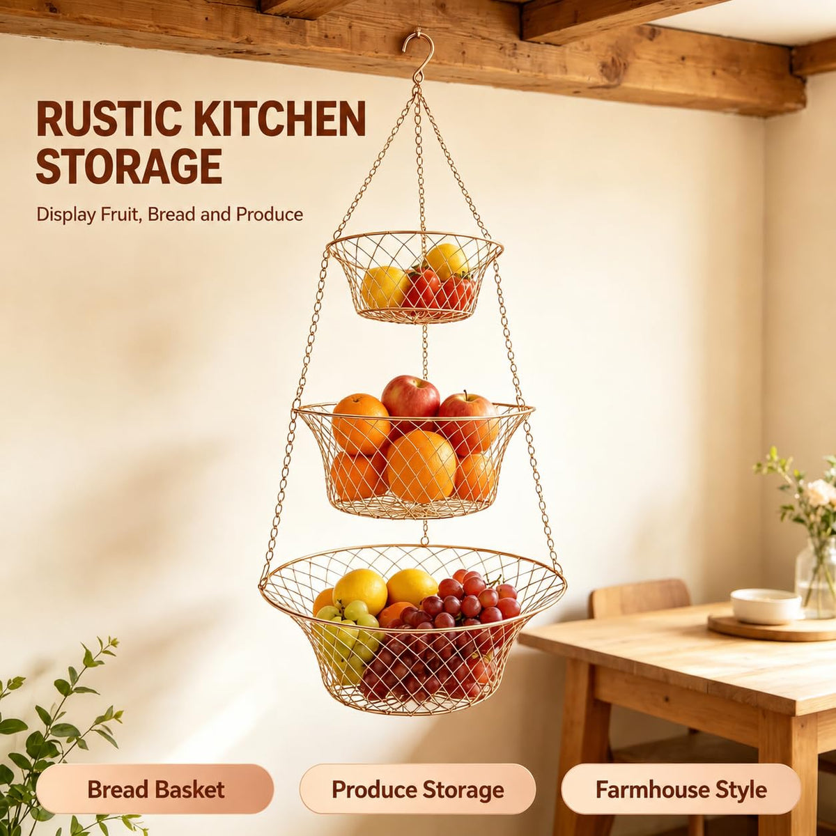 3-Tier Copper Hanging Basket X665
