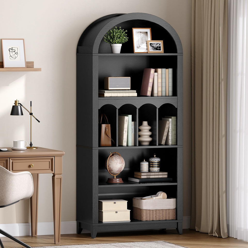 70.9" Tall Arched Wooden Bookcase Q158