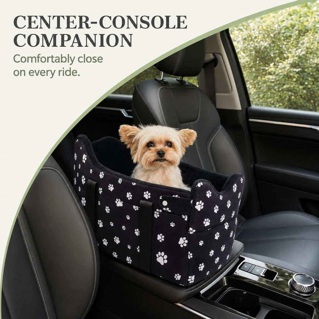 Center Console Dog Car Seat for Small Dogs Under 15 lbs Black E8186