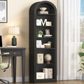 75.8" Tall Narrow 6-Tier Arched Wooden Bookshelf, Black T2716