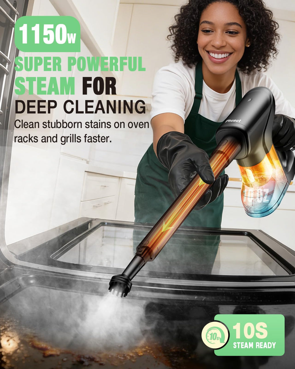 14-in-1 Lightweight Detachable Handheld Steam Mop Black H739766