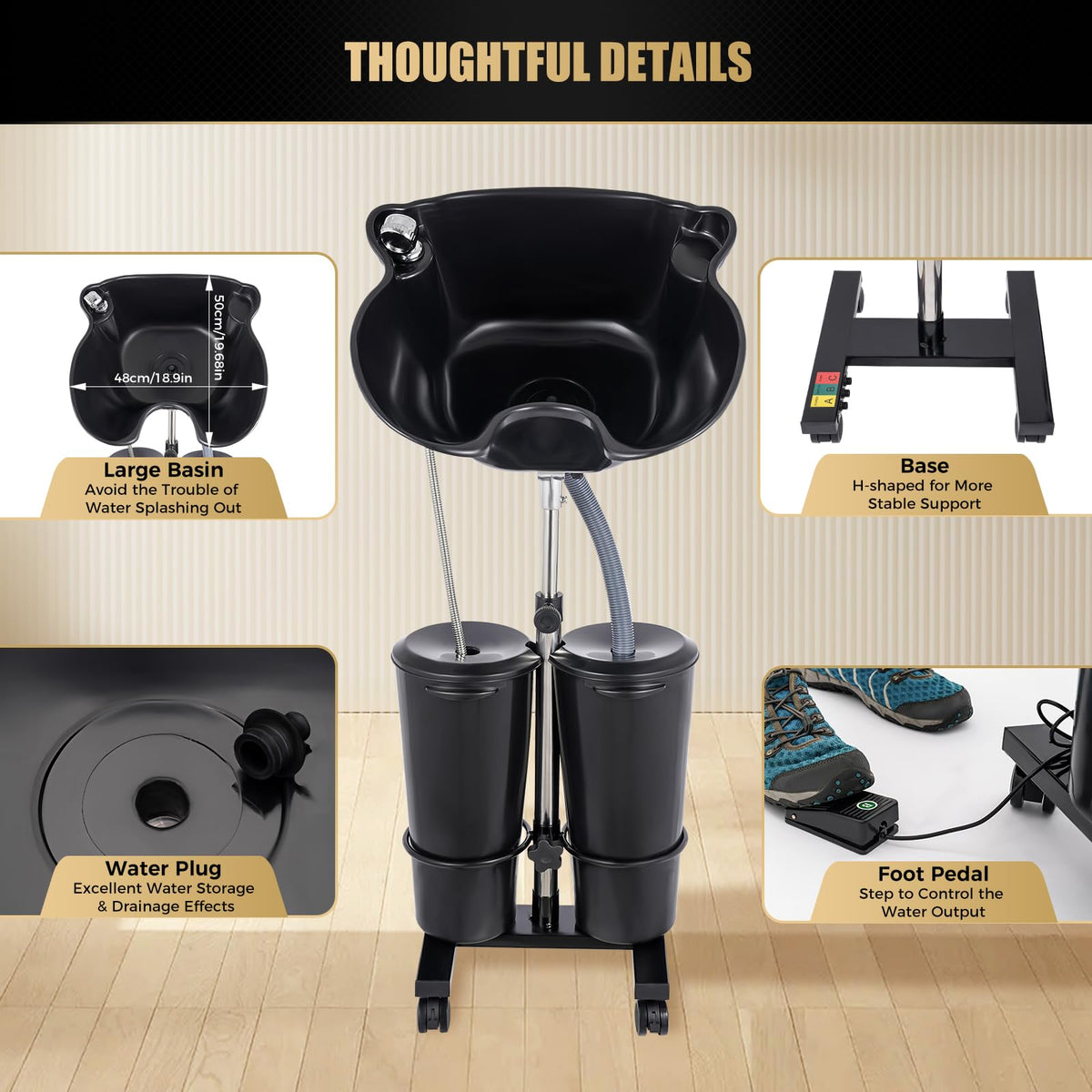 Portable Shampoo Basin, 2 Water Buckets L451783