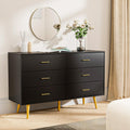 Black 6 Drawer Wood Dresser E6113