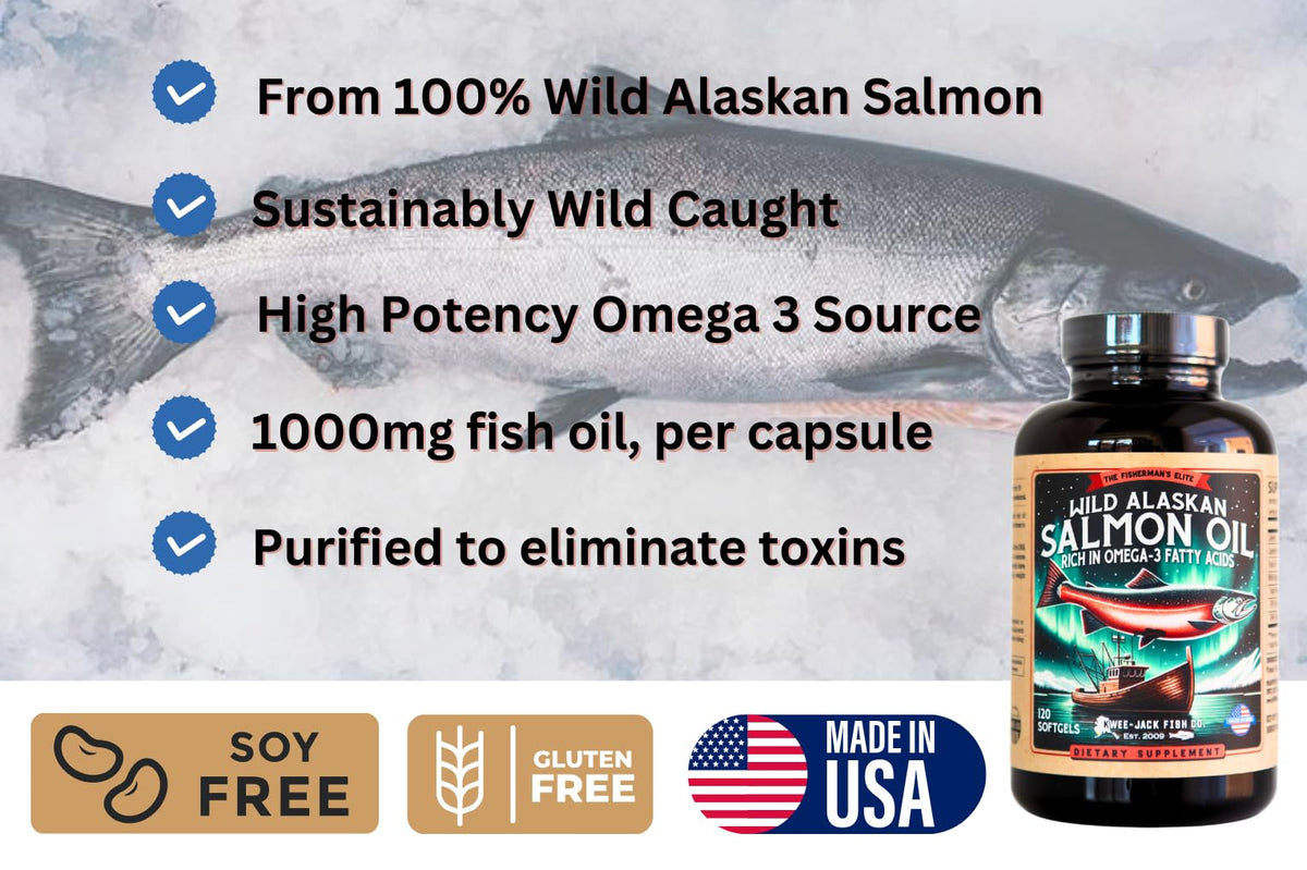 Salmon Fish Oil Omega 3 Supplement 120 Softgels 1000mg Q802