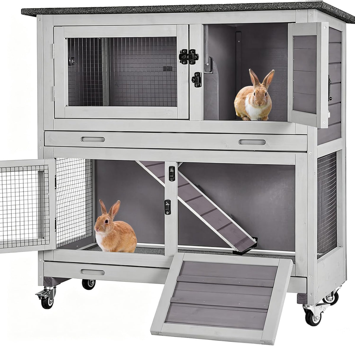 Rabbit Hutch 2 Story Pet House on Wheels B235655