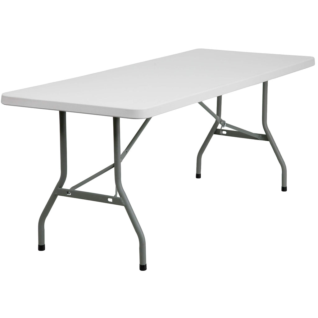 6-Foot Granite White Plastic Folding Table D4190