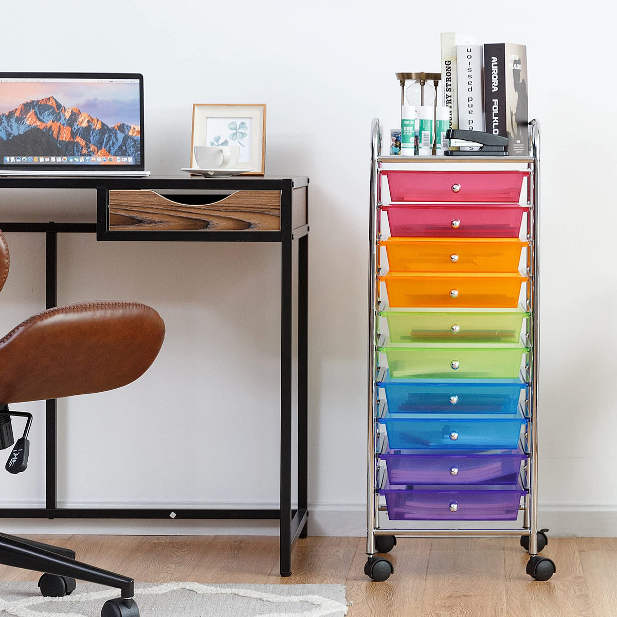 Rolling Storage Cart with 10 Drawers, Utility Cart with Wheels N844074