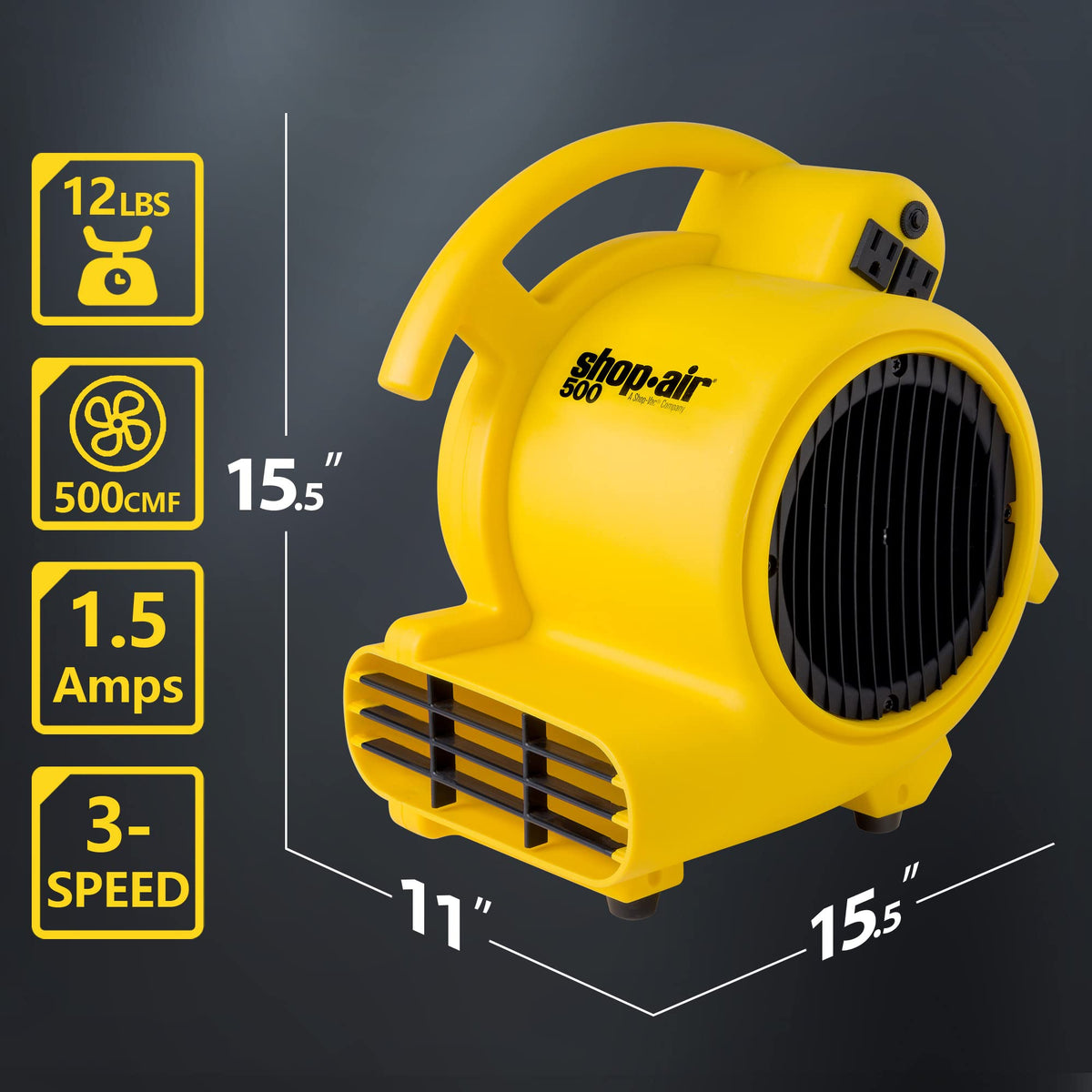 500 Max CFM Air Mover with Onboard Outlets Z21588