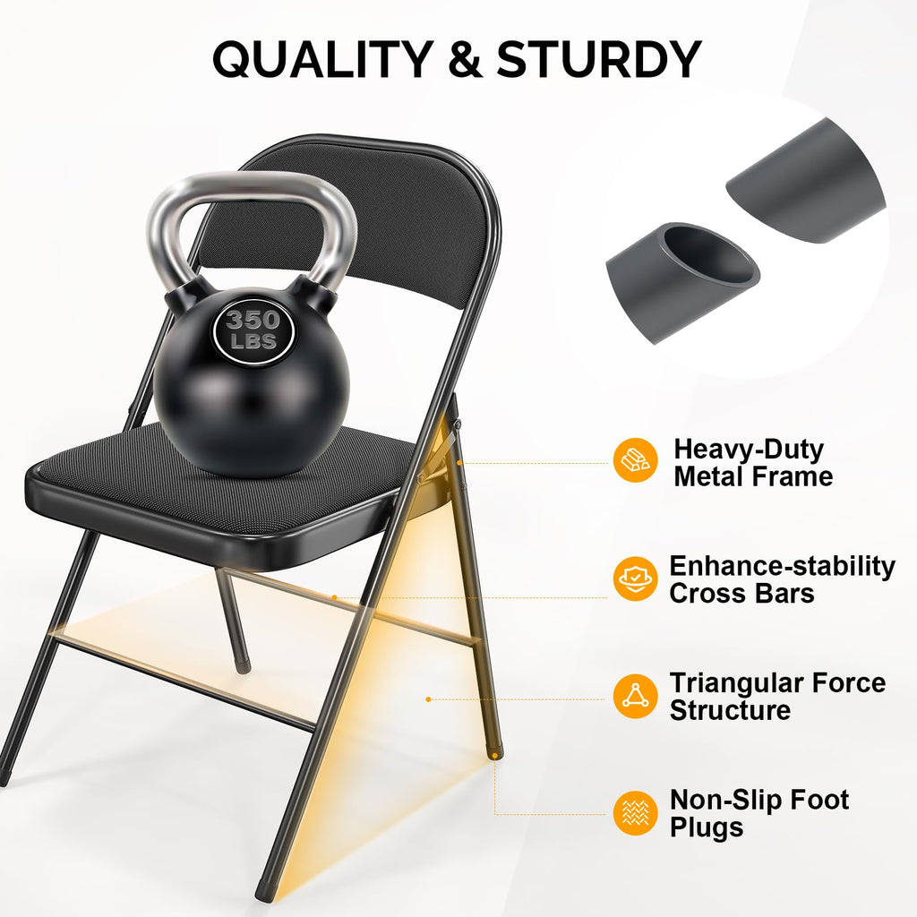 Black Fabric Padded Folding Chairs 10 Pack T728269