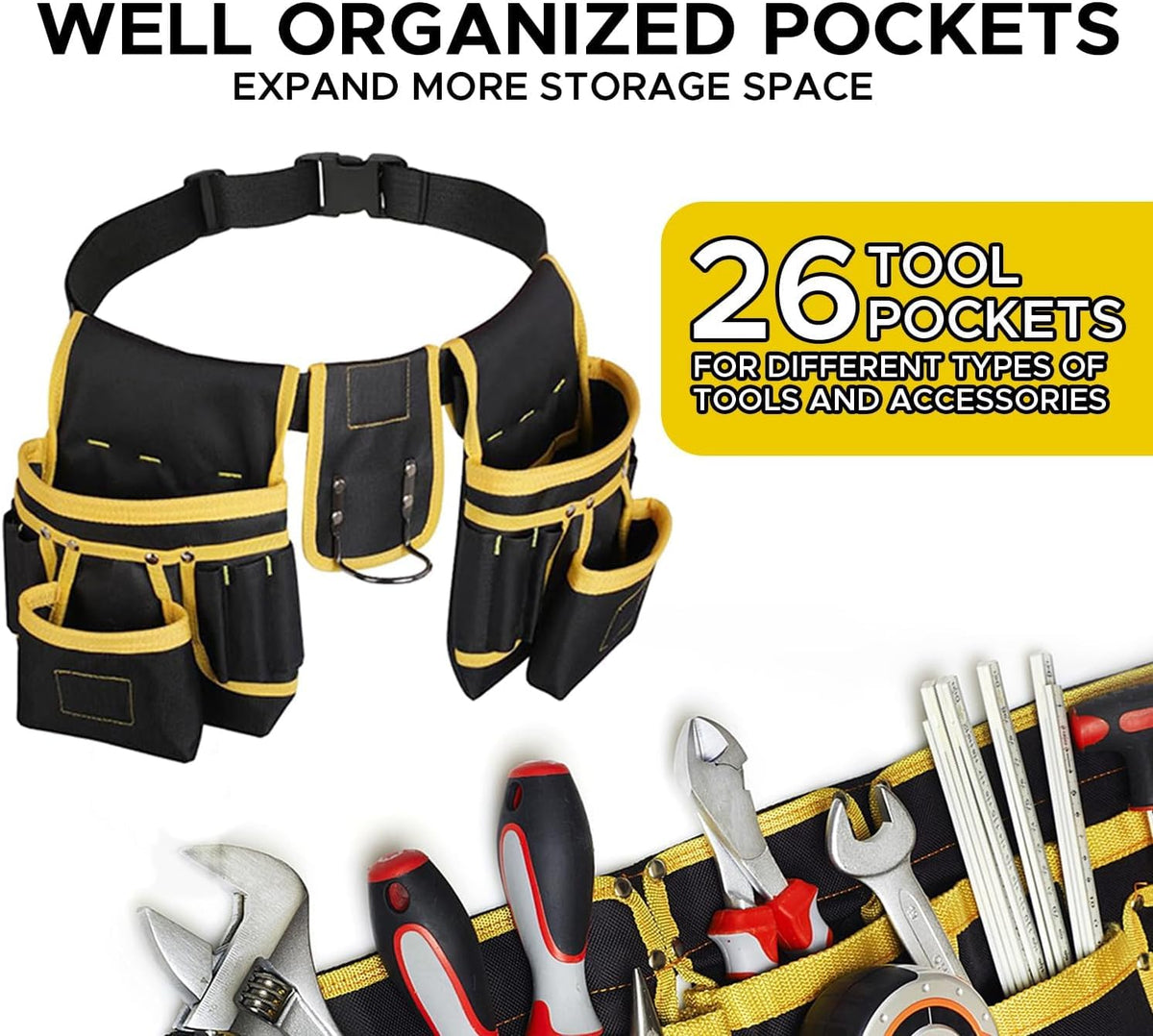 27 Pocket Tool Belt with 3 Magnetic Zones S44653