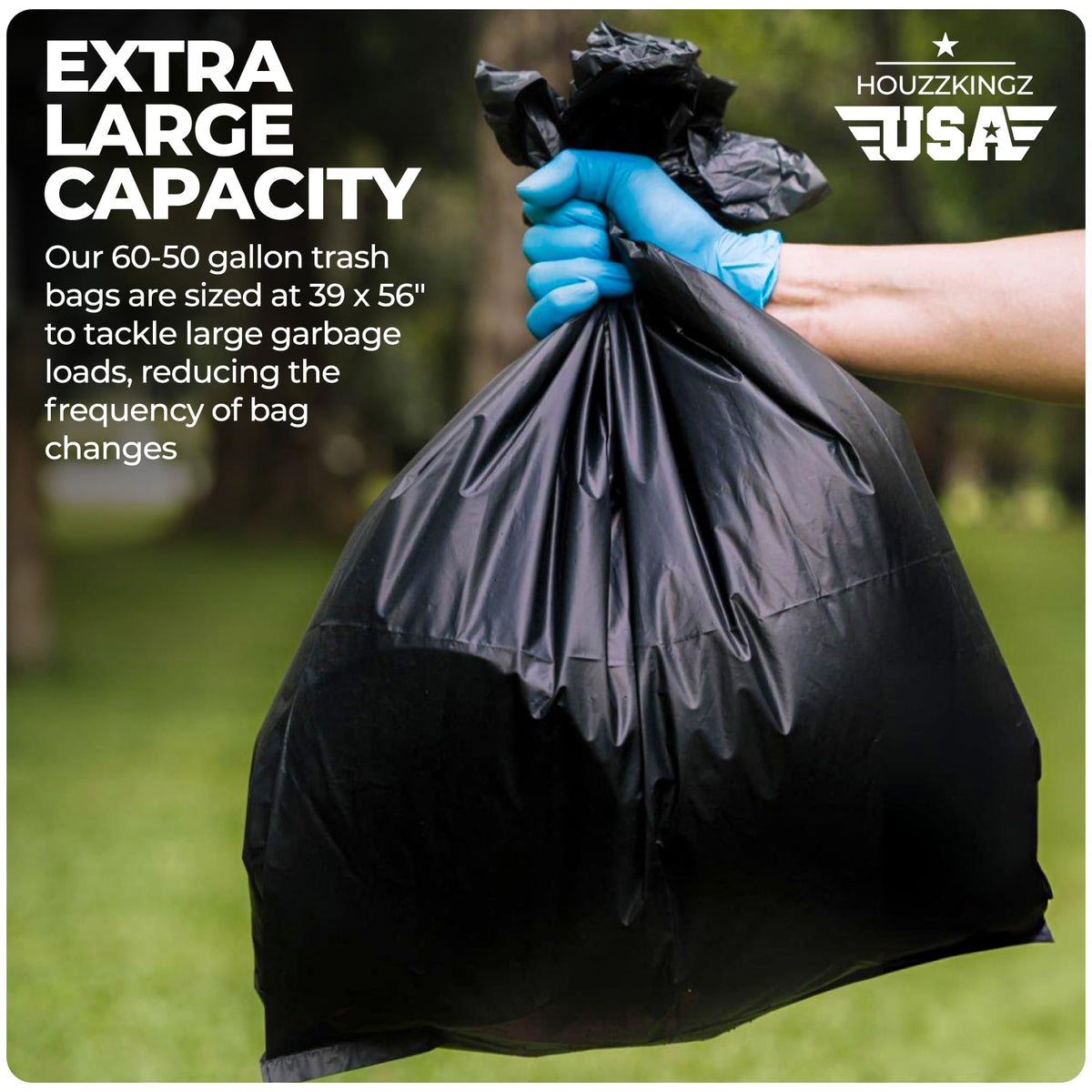 55 Gallon 20 Black Heavy Duty Trash Bags P569824