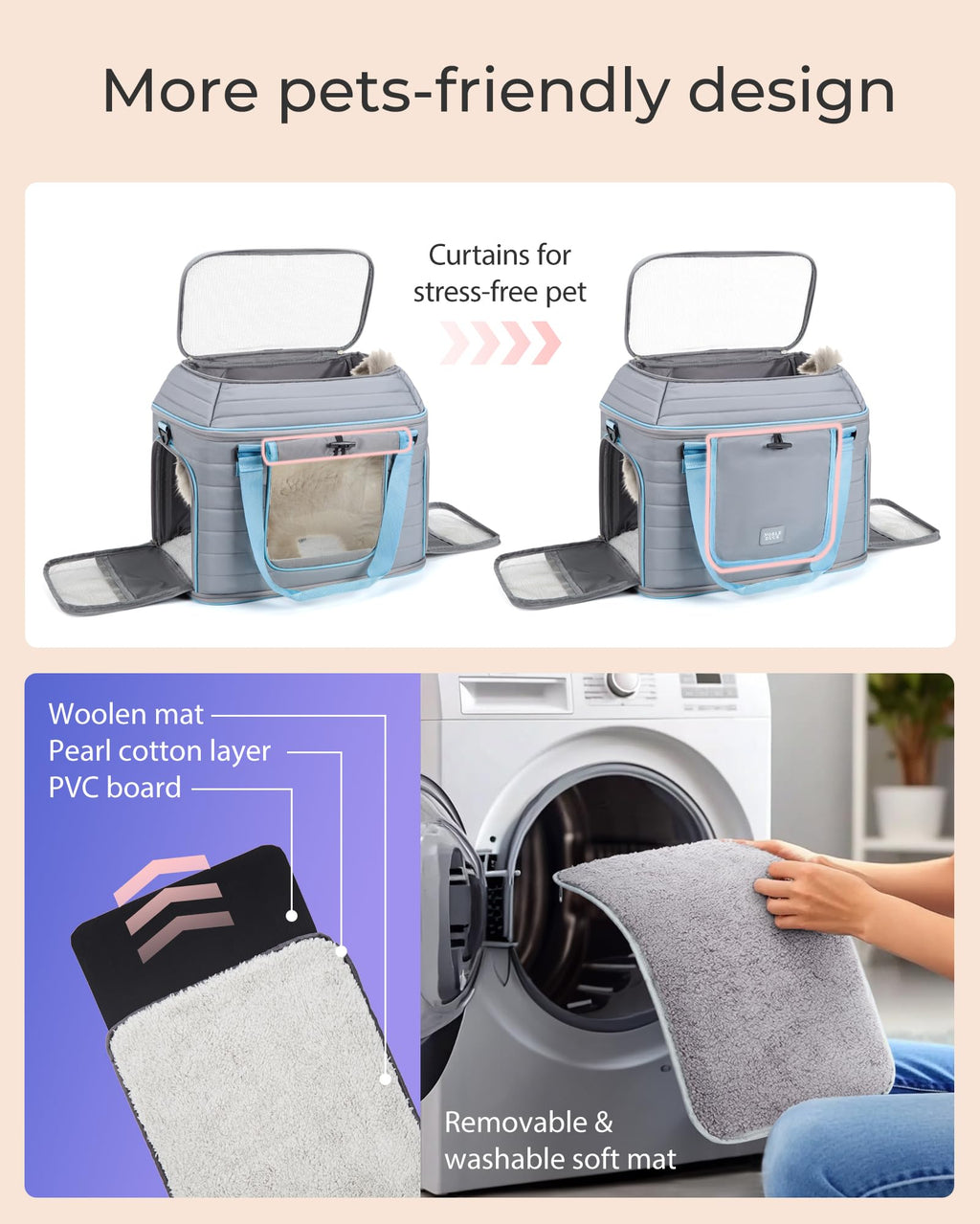 Airline Approved Soft-Sided Pet Carrier for Cats/Dogs Up to 20 Lbs A76662