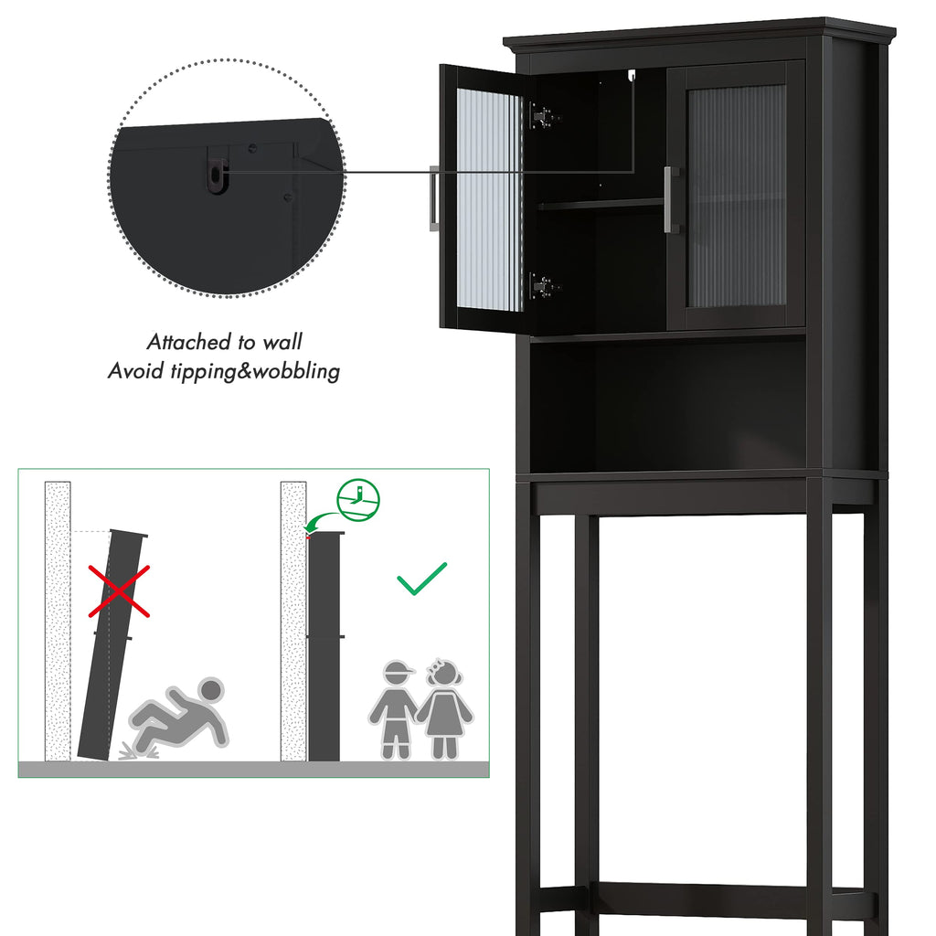 Over the Toilet Storage Cabinet with Glass Doors L1262