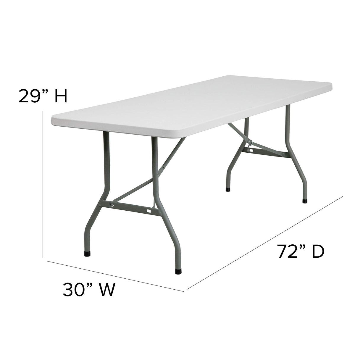 6-Foot Granite White Plastic Folding Table D4190