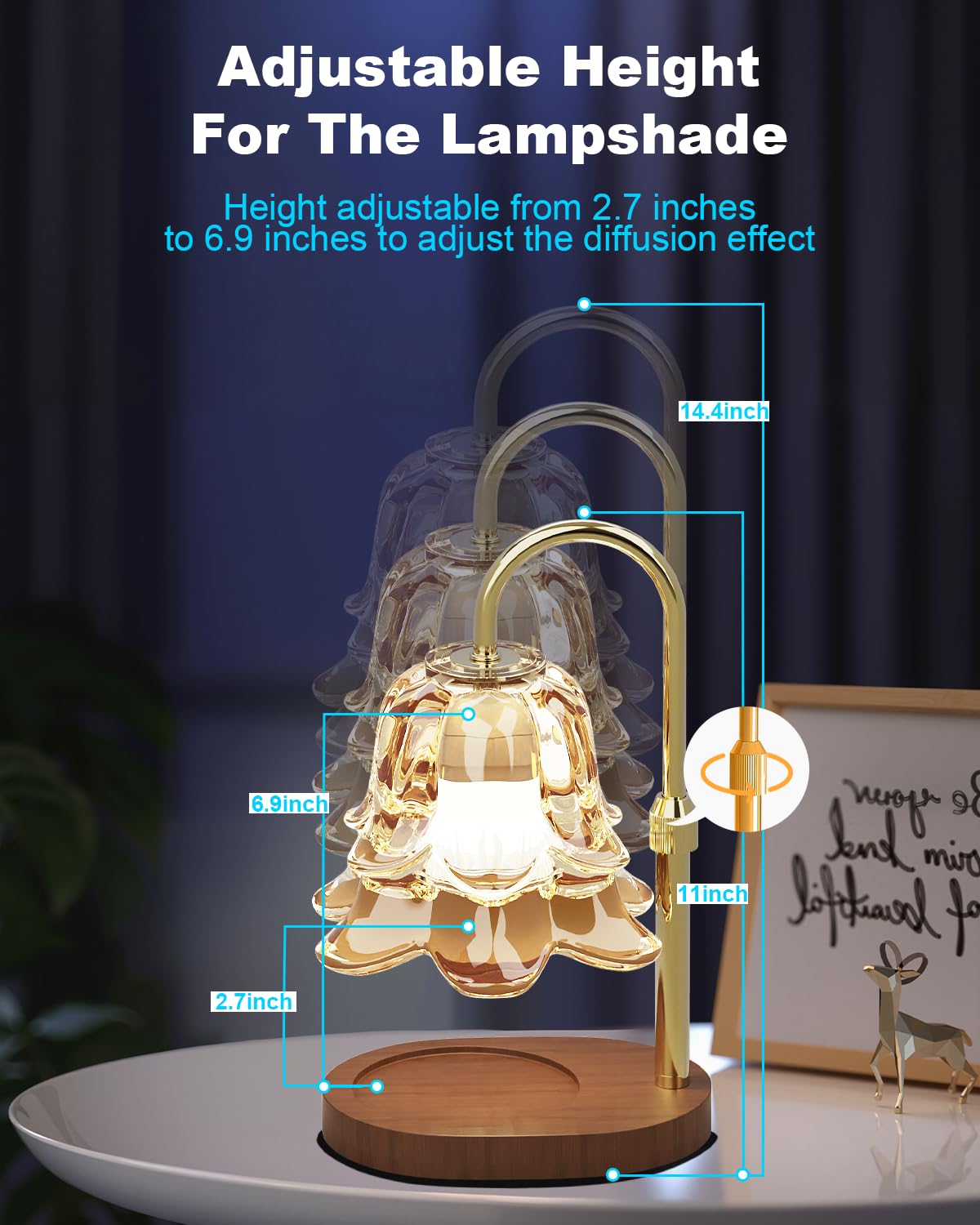 Dimmable Height Adjustable Candle Warmer Lamp with Timer O9689