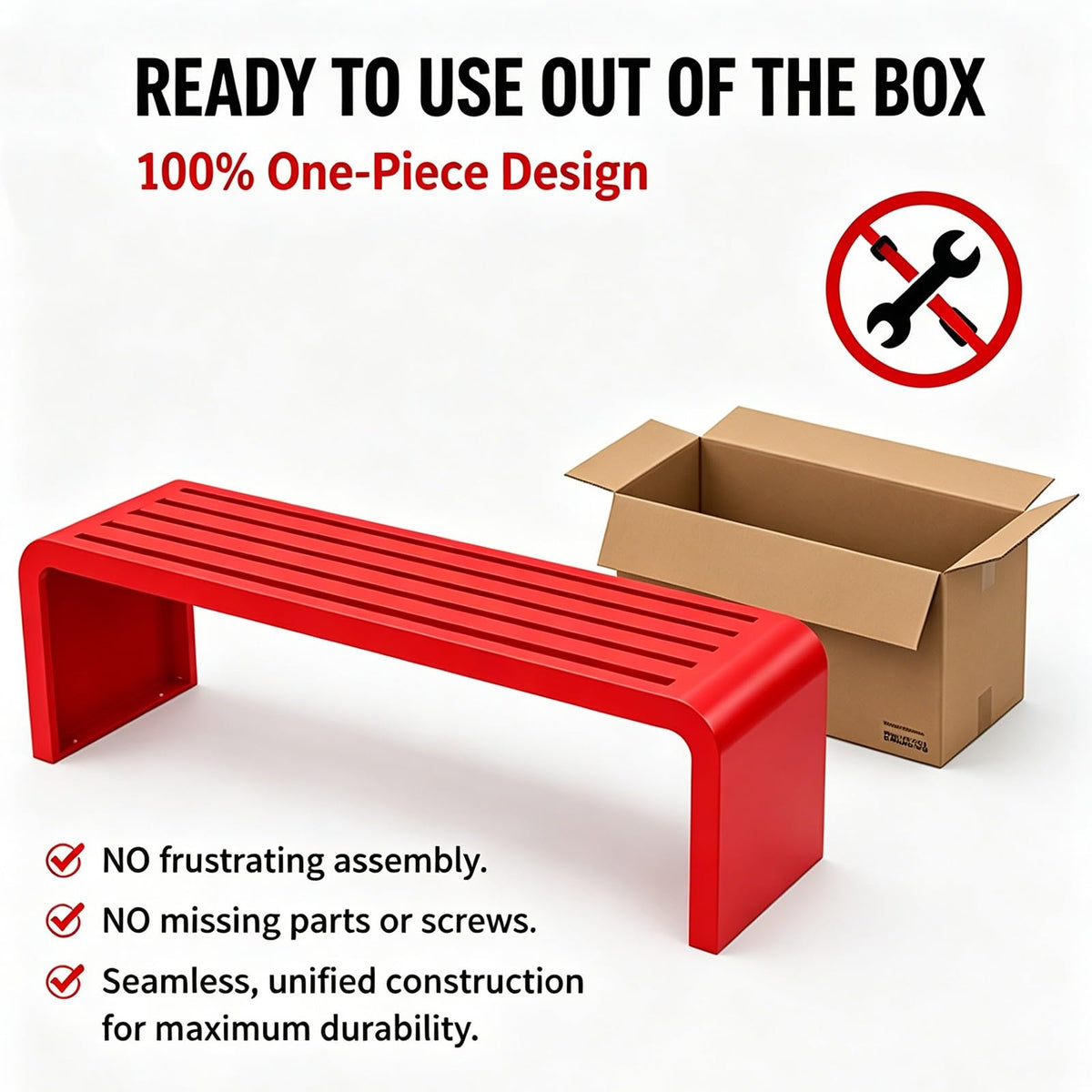 Red Metal Outdoor Patio Garden Bench 660lbs 39in Q3199