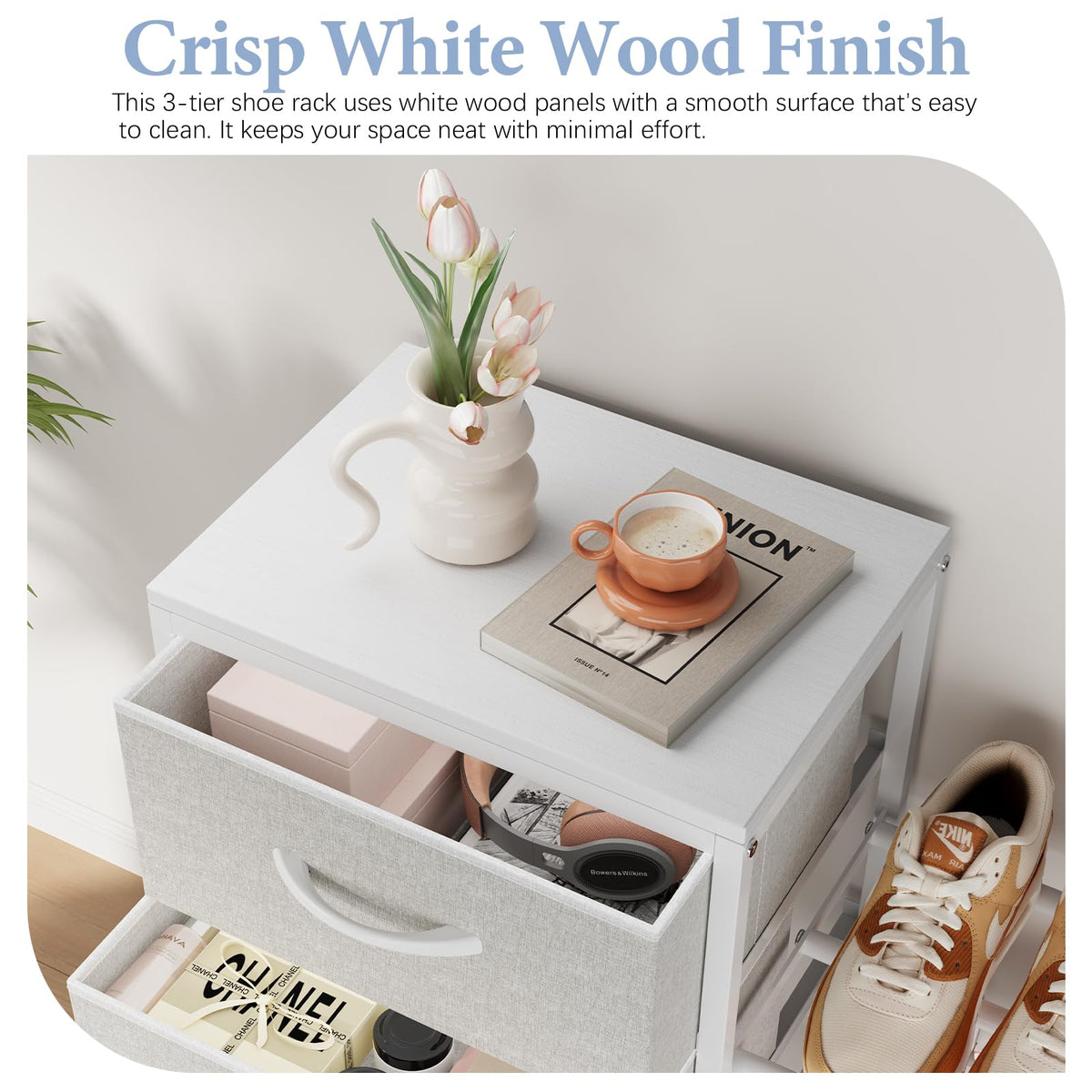 White 4 Drawer Fabric Dresser O97792