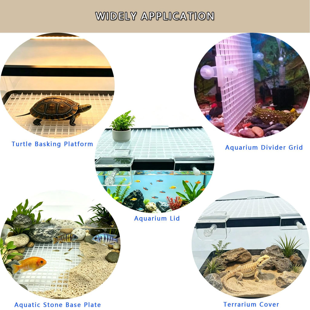Aquarium Cover Kit 6 Customizable Plastic Grid Lid with Clips Z247926