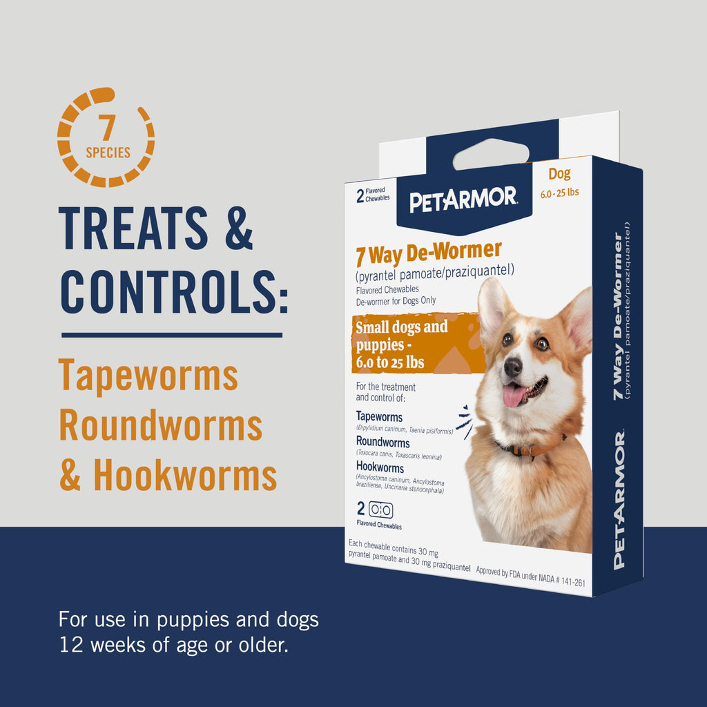 Dog Dewormer Small 6-25 lbs 2-Count Chewable F27429