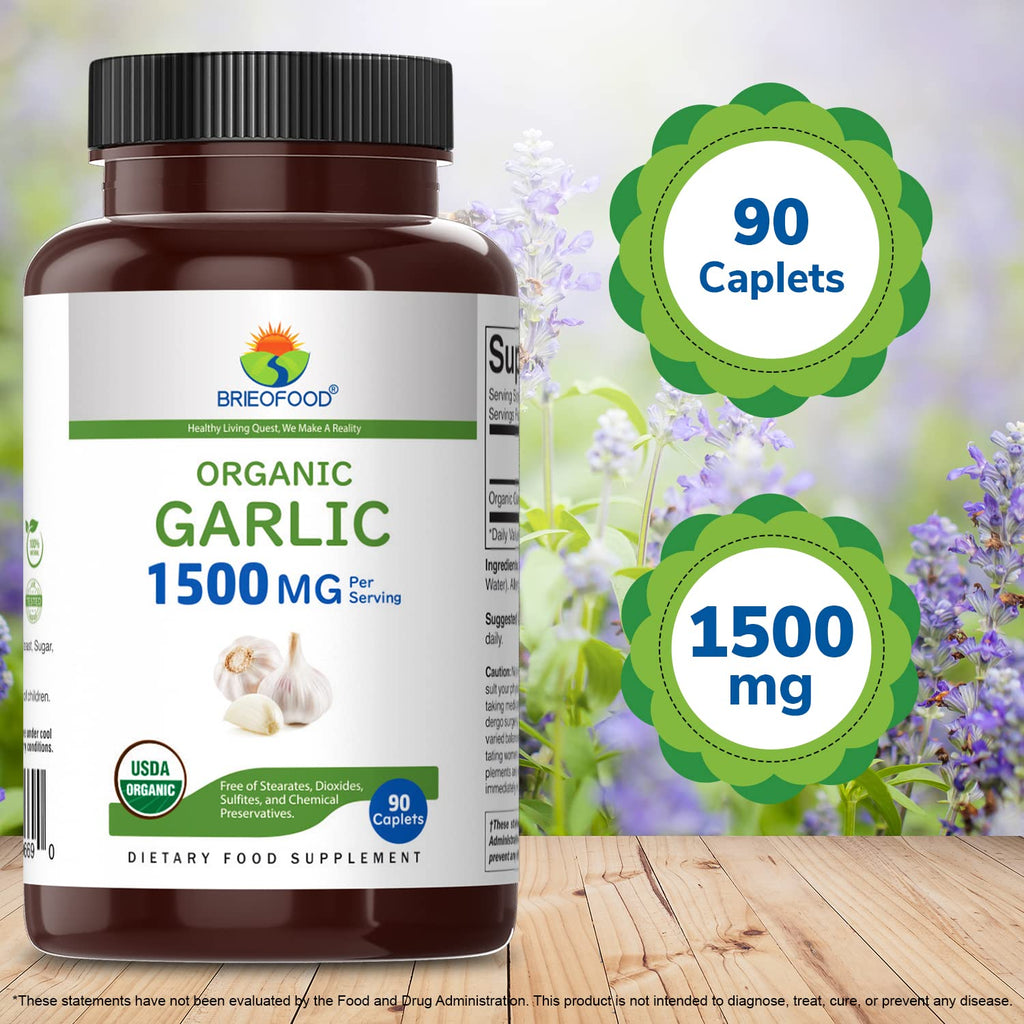Organic Garlic 1500mg 90 Vegetarian Tablets B742