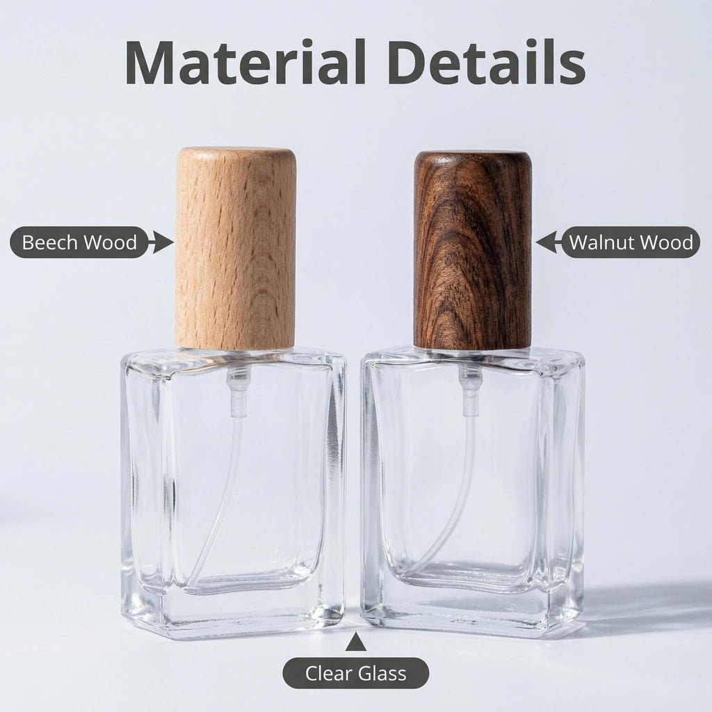 2 Pcs 15ml Clear Mini Glass Perfume Bottle with Wood Lid S923