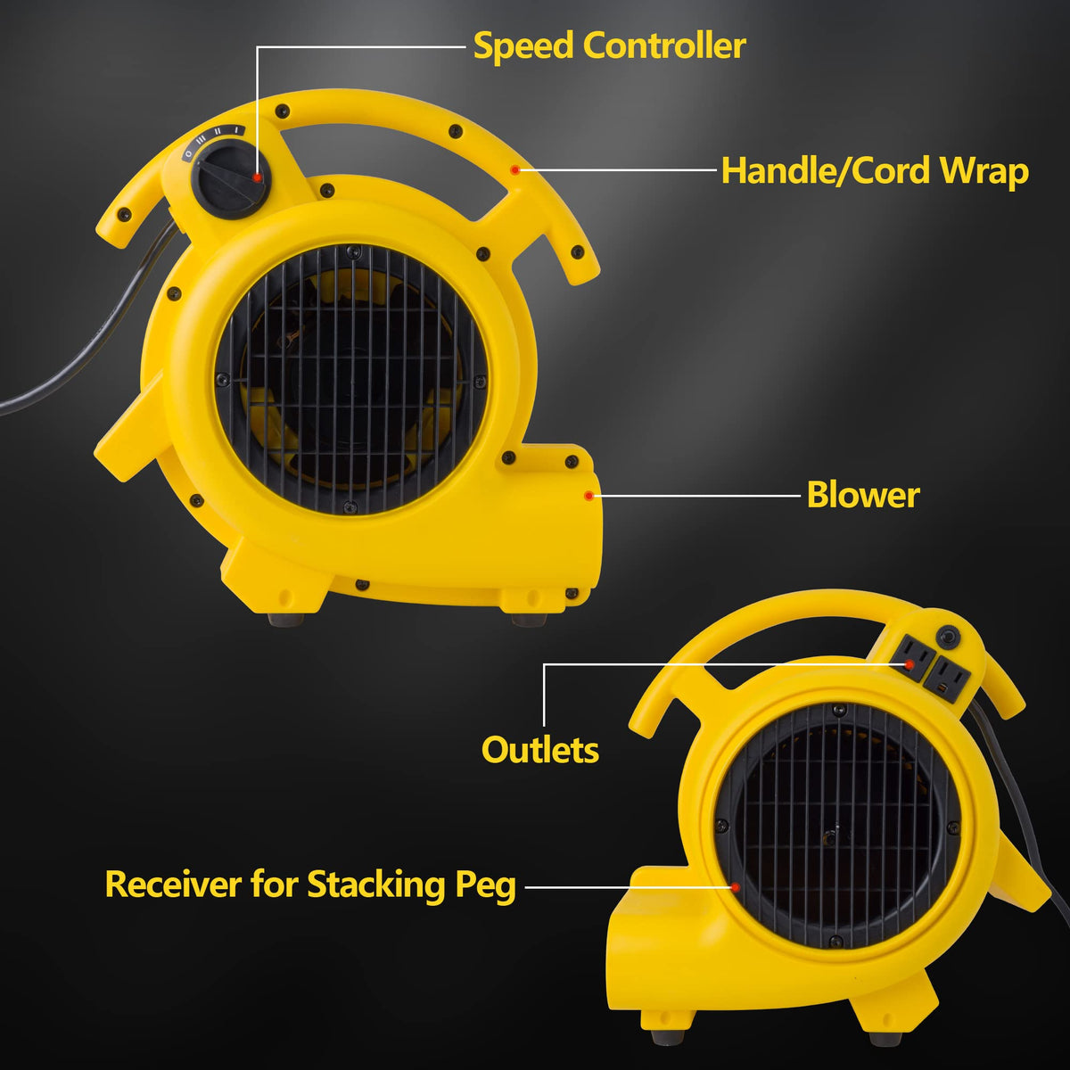500 Max CFM Air Mover with Onboard Outlets Z21588