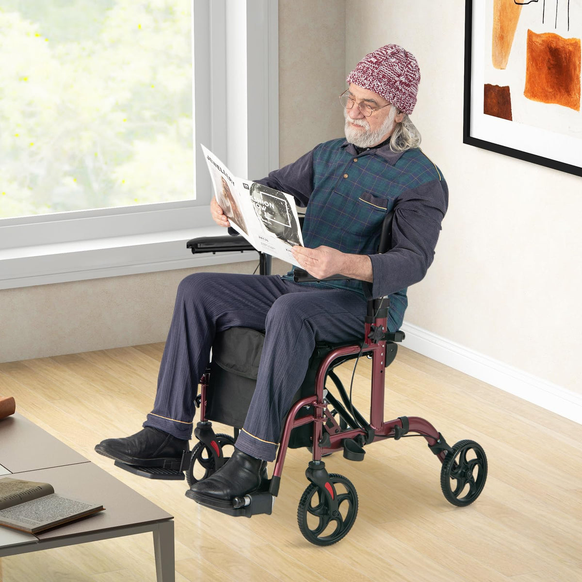 2 in 1 Folding Rollator Walker with Seat A9935