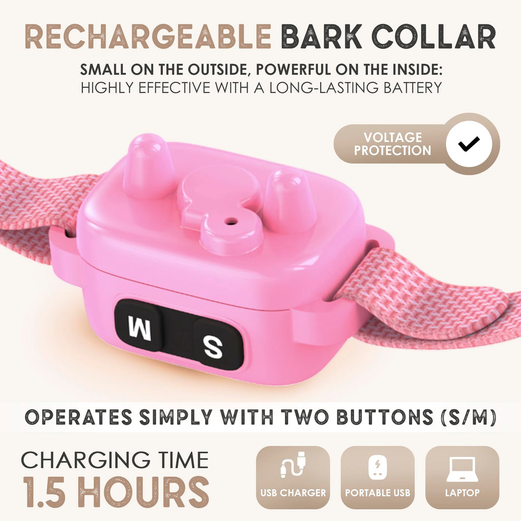 No Shock Rechargeable Bark Collar for Small Dogs 5-15 lbs Z210