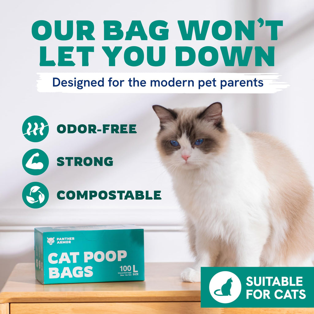 100 Large Compostable Unscented Cat Litter Bags N316