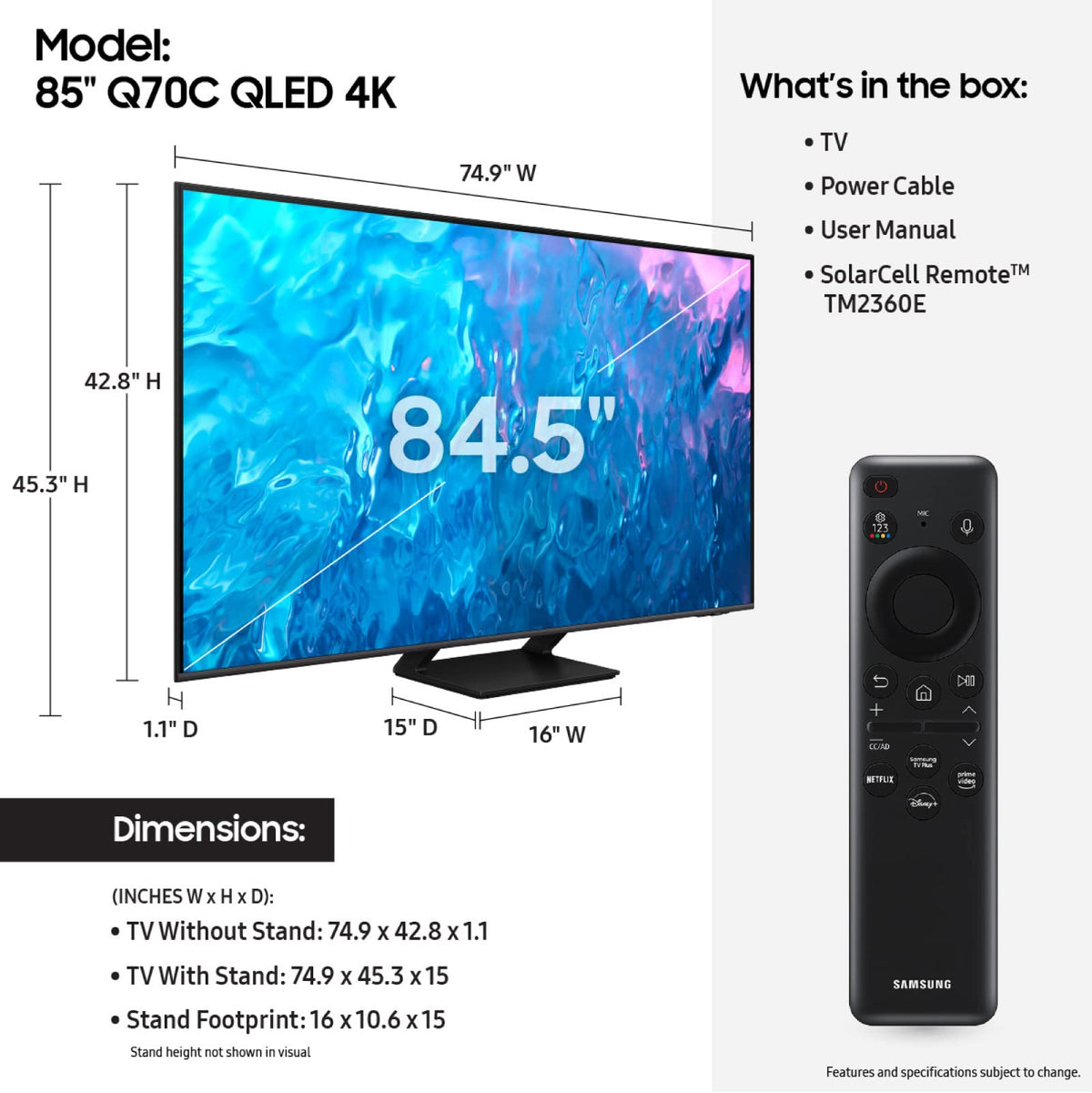 85-Inch QLED 4K Smart TV V72078