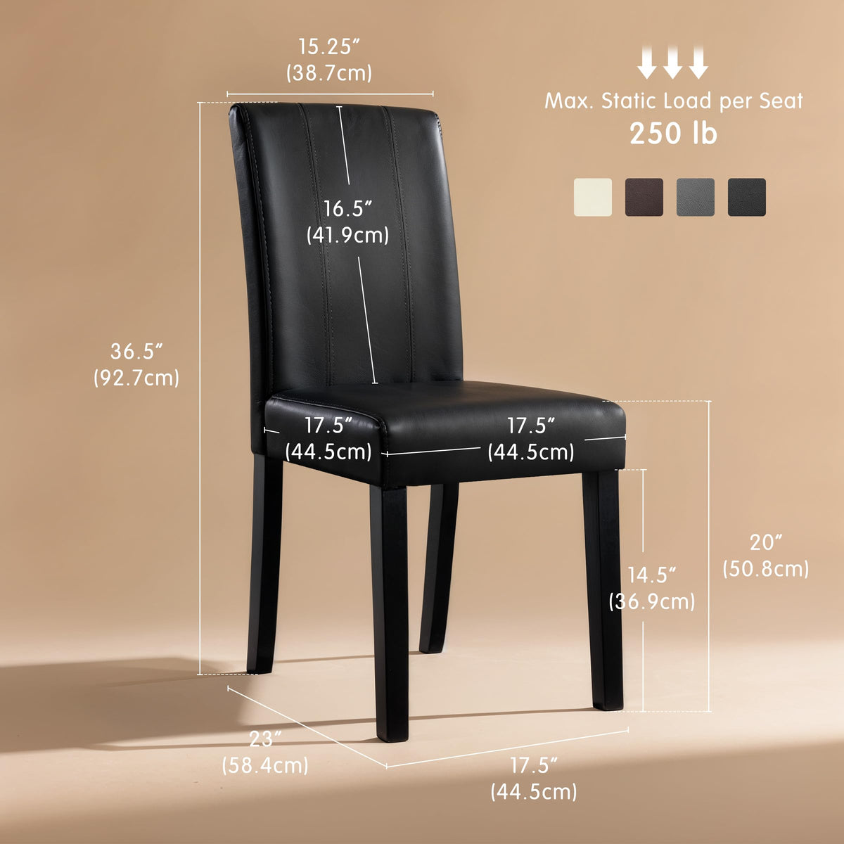 Black Faux Leather Upholstered Dining Chairs Set of 4 with Wood Legs P179806