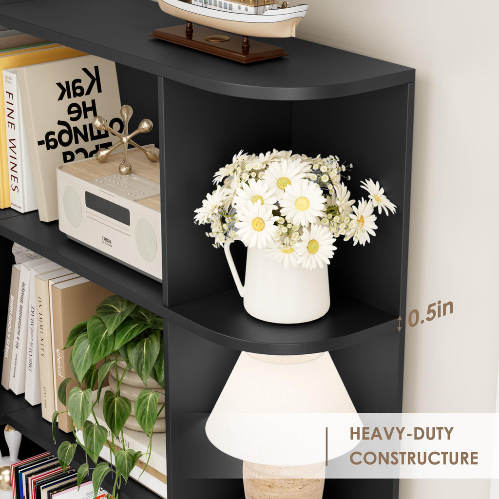 72" Tall 6-Tier Black Corner Bookshelf G353285
