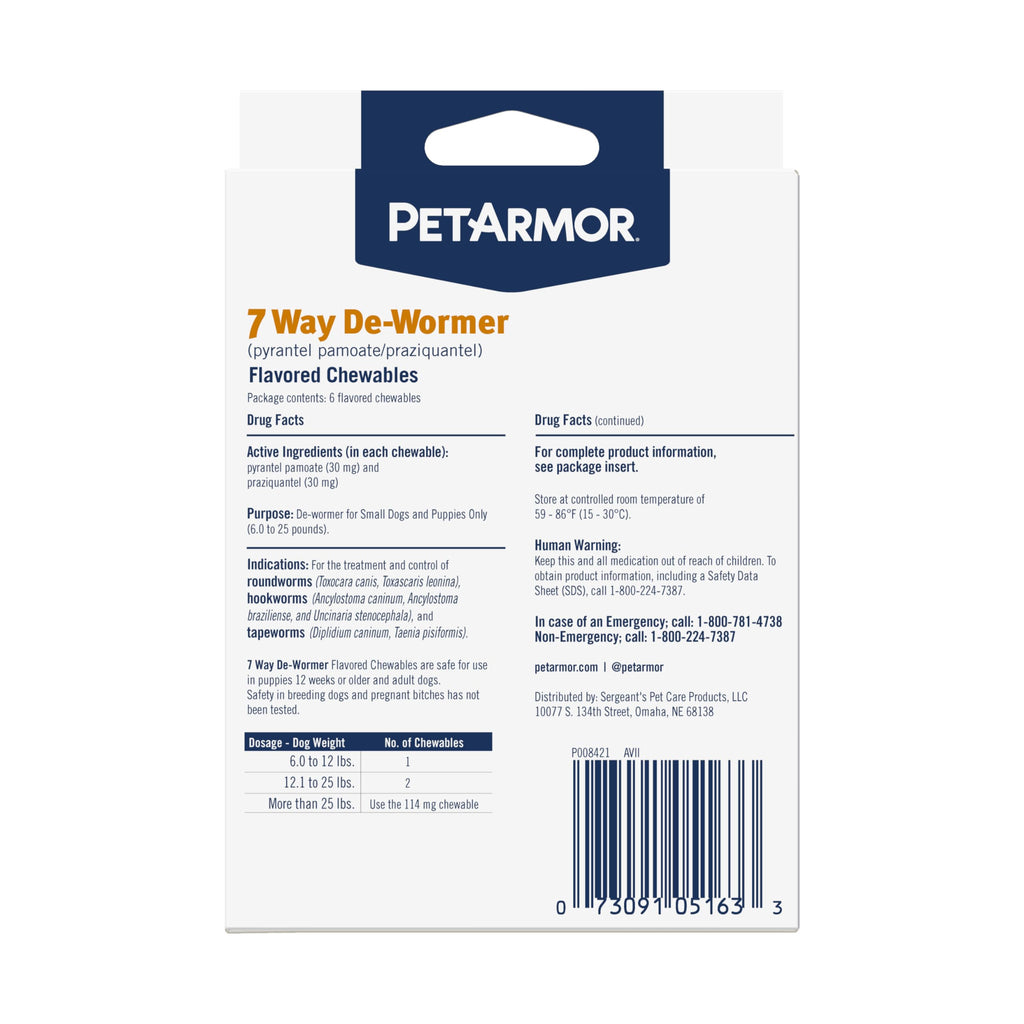 Dog Dewormer Small 6-25 lbs 2-Count Chewable F27429