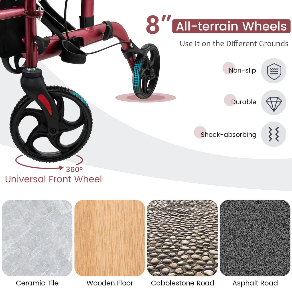 2 in 1 Folding Rollator Walker with Seat A9935
