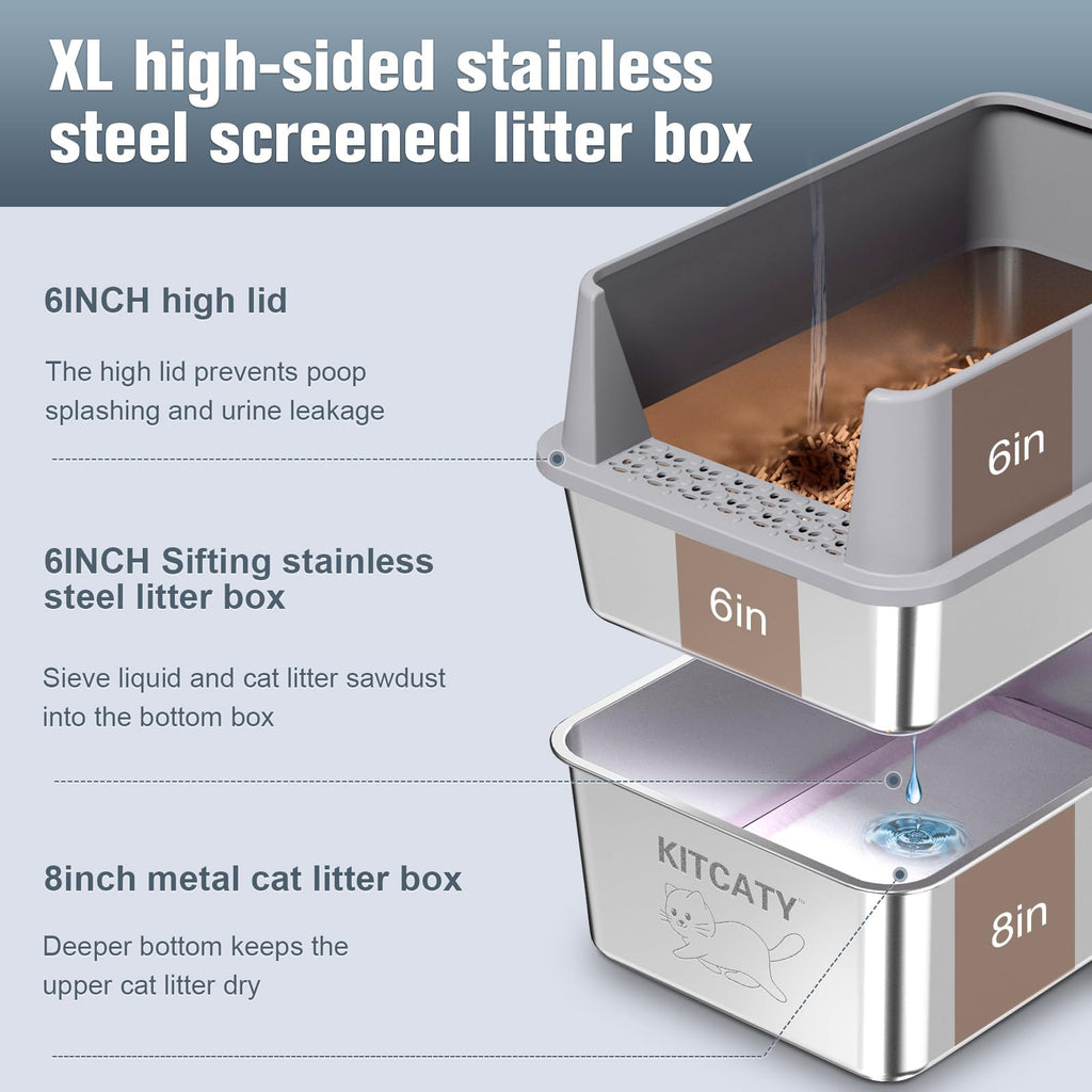Stainless Steel Sifting Litter Box Q7232