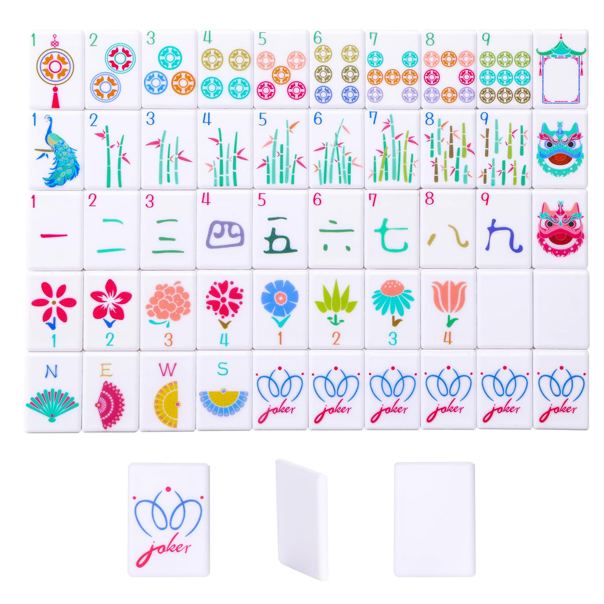 160 Printed American Mahjong Tile Set with 4 Racks & Carrying Bag N695352